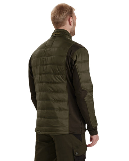 Art Green coloured Deerhunter Muflon Zip In Quilted Jacket on white background #colour_art-green