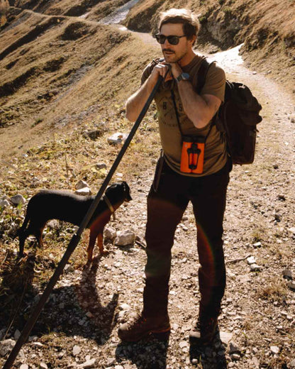 Butternut coloured Deerhunter Nolan T-Shirt on mountain background #colour_butternut