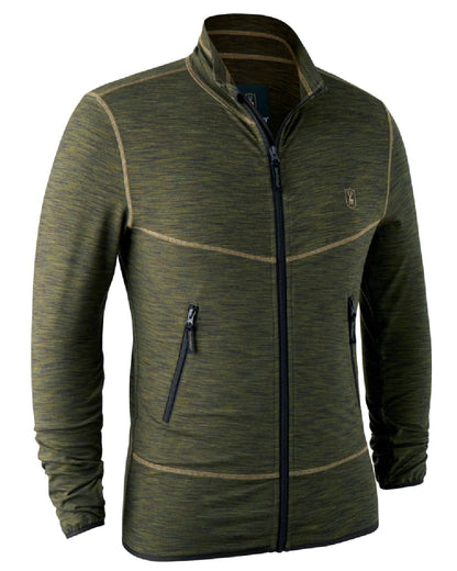 Green Melange coloured Deerhunter Norden Fleece Jacket on white background #colour_green-melange