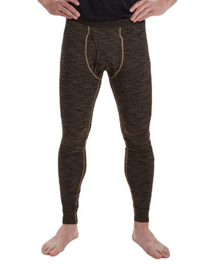 Brown Melange coloured Deerhunter Norden Insulated Long Johns on white background #colour_brown-melange