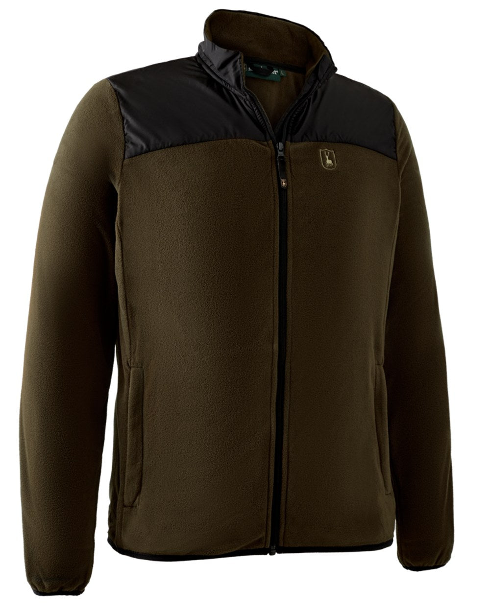 Chestnut Brown coloured Deerhunter Northward Fleece Jacket on white background #colour_chestnut-brown