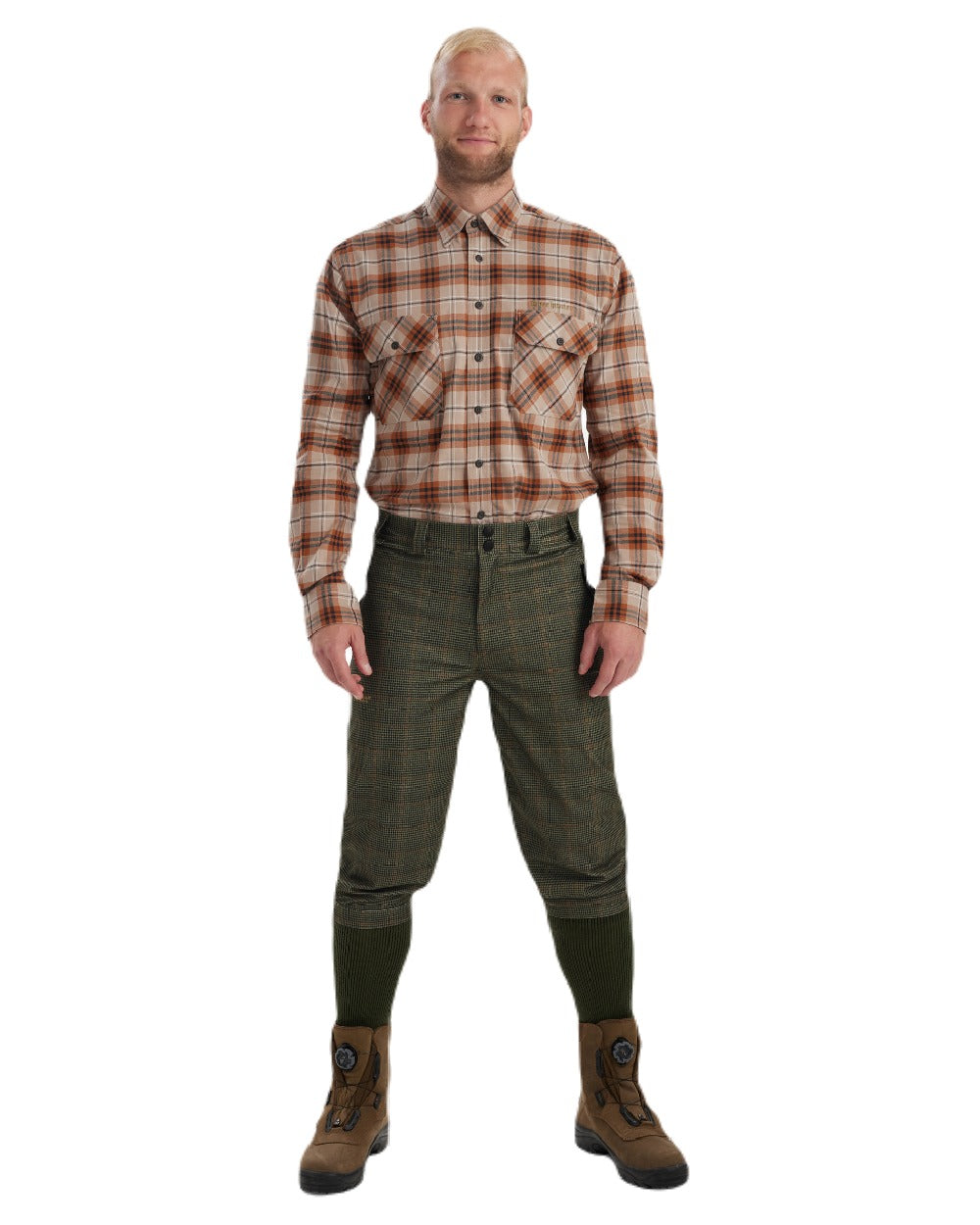Turf coloured Deerhunter Pro Gamekeeper Breeks on white background #colour_turf