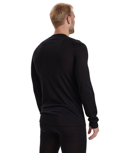 Black Oak coloured Deerhunter Quinn Merino Undershirt on white background #colour_black-oak