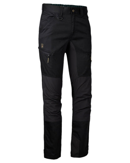 Black Coloured Deerhunter Rogaland Contrast Stretch Trousers on white background #colour_black