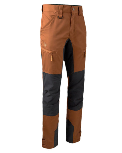 Burnt Orange Coloured Deerhunter Rogaland Contrast Stretch Trousers on white background #colour_burnt-orange