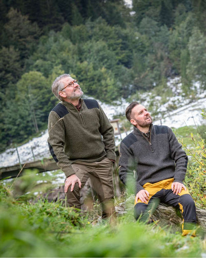 Driftwood Coloured Deerhunter Rogaland Contrast Stretch Trousers on forest background #colour_driftwood