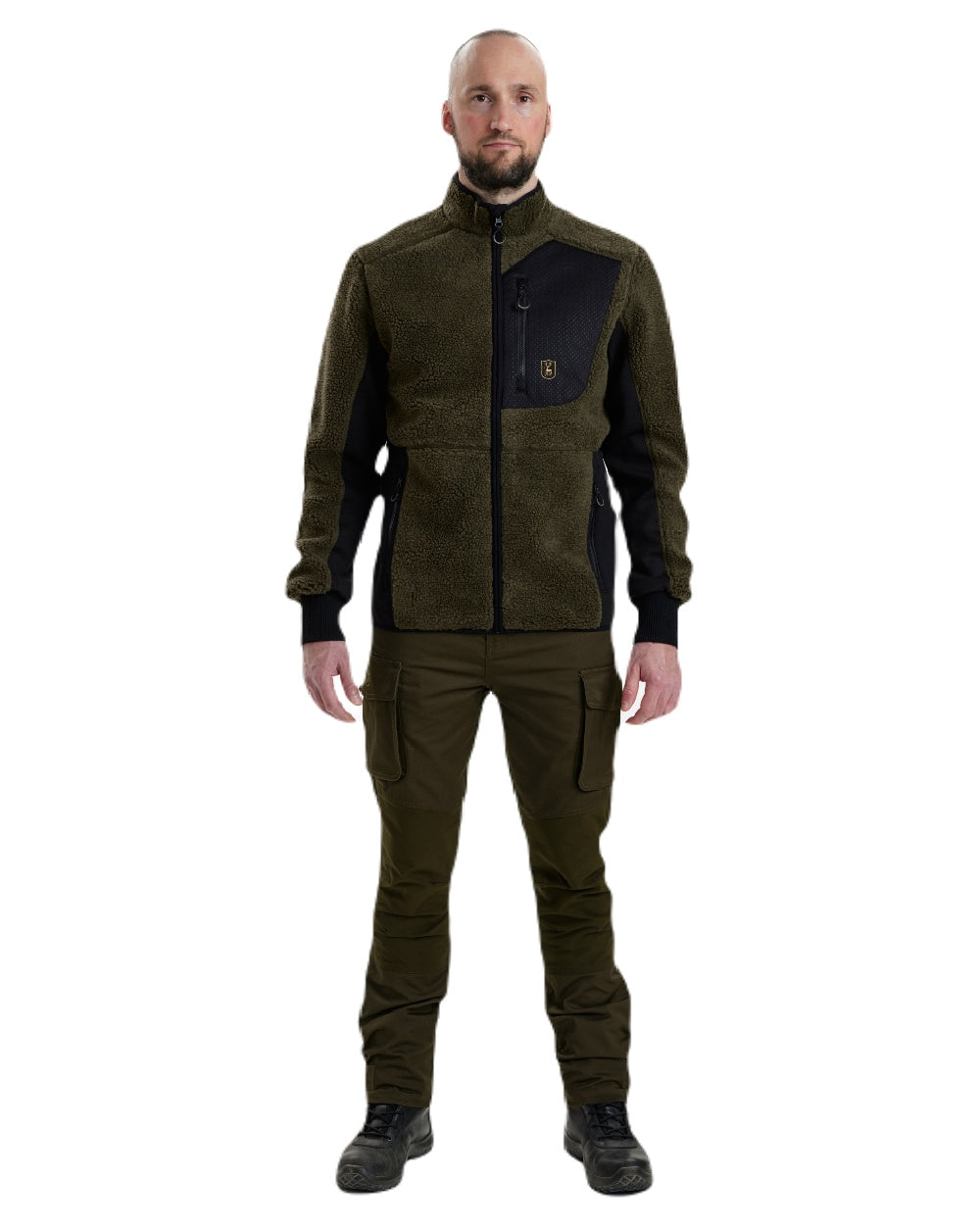 Adventure Green coloured Deerhunter Rogaland Fiber Pile Jacket on white background #colour_adventure-green