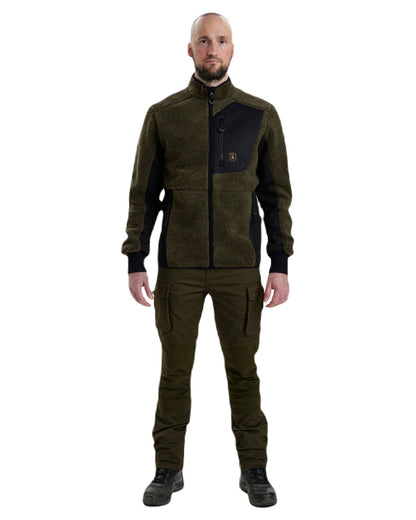 Adventure Green coloured Deerhunter Rogaland Fiber Pile Jacket on white background #colour_adventure-green