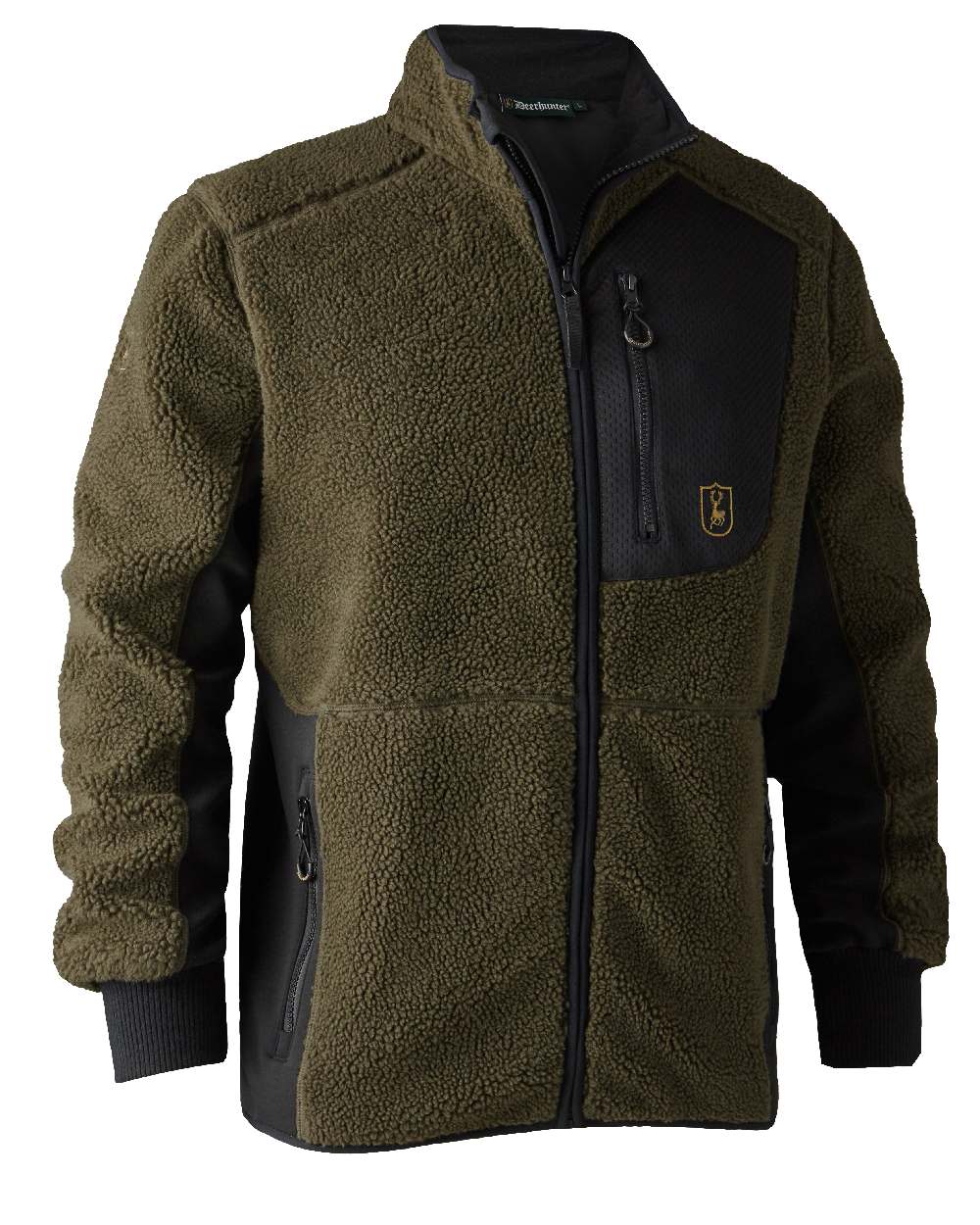 Adventure Green coloured Deerhunter Rogaland Fiber Pile Jacket on white background #colour_adventure-green