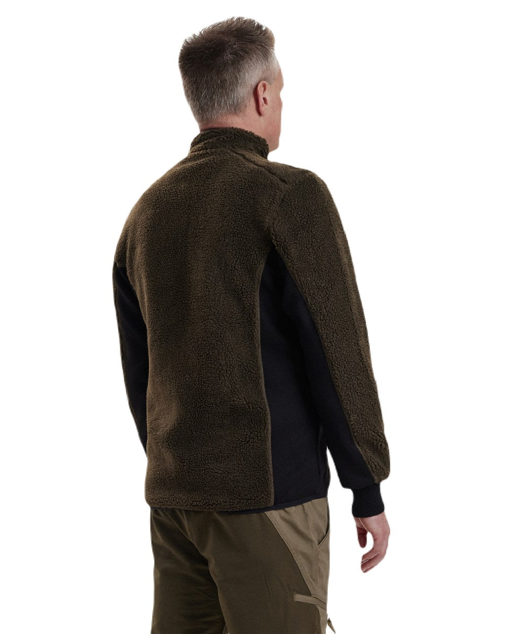 Chocolate Brown coloured Deerhunter Rogaland Fiber Pile Jacket on white background #colour_chocolate-brown