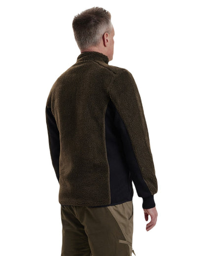 Chocolate Brown coloured Deerhunter Rogaland Fiber Pile Jacket on white background #colour_chocolate-brown