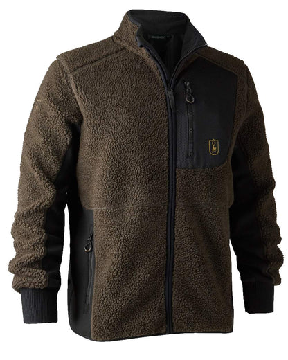 Chocolate Brown coloured Deerhunter Rogaland Fiber Pile Jacket on white background #colour_chocolate-brown