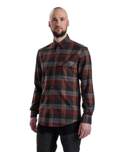 Red Check coloured Deerhunter Ryan Shirt on white background #colour_red-check