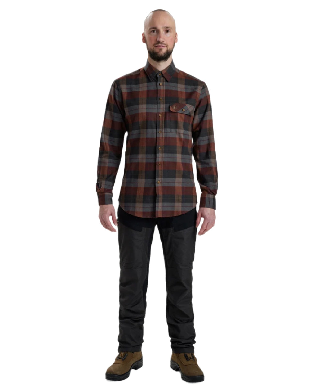 Red Check coloured Deerhunter Ryan Shirt on white background #colour_red-check