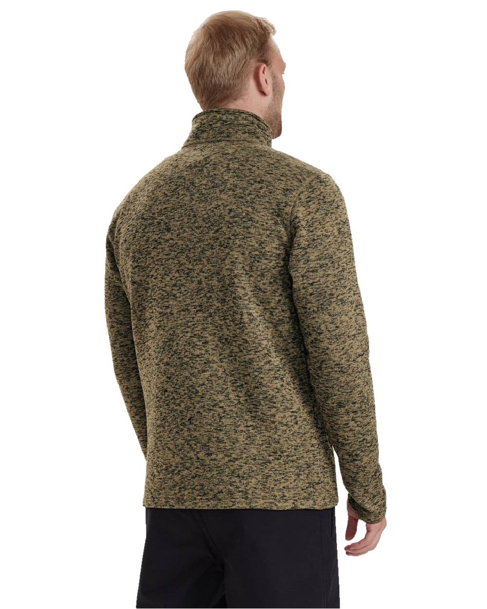 Butternut Melange coloured Deerhunter Sarek Knitted Jacket on white background #colour_butternut-melange