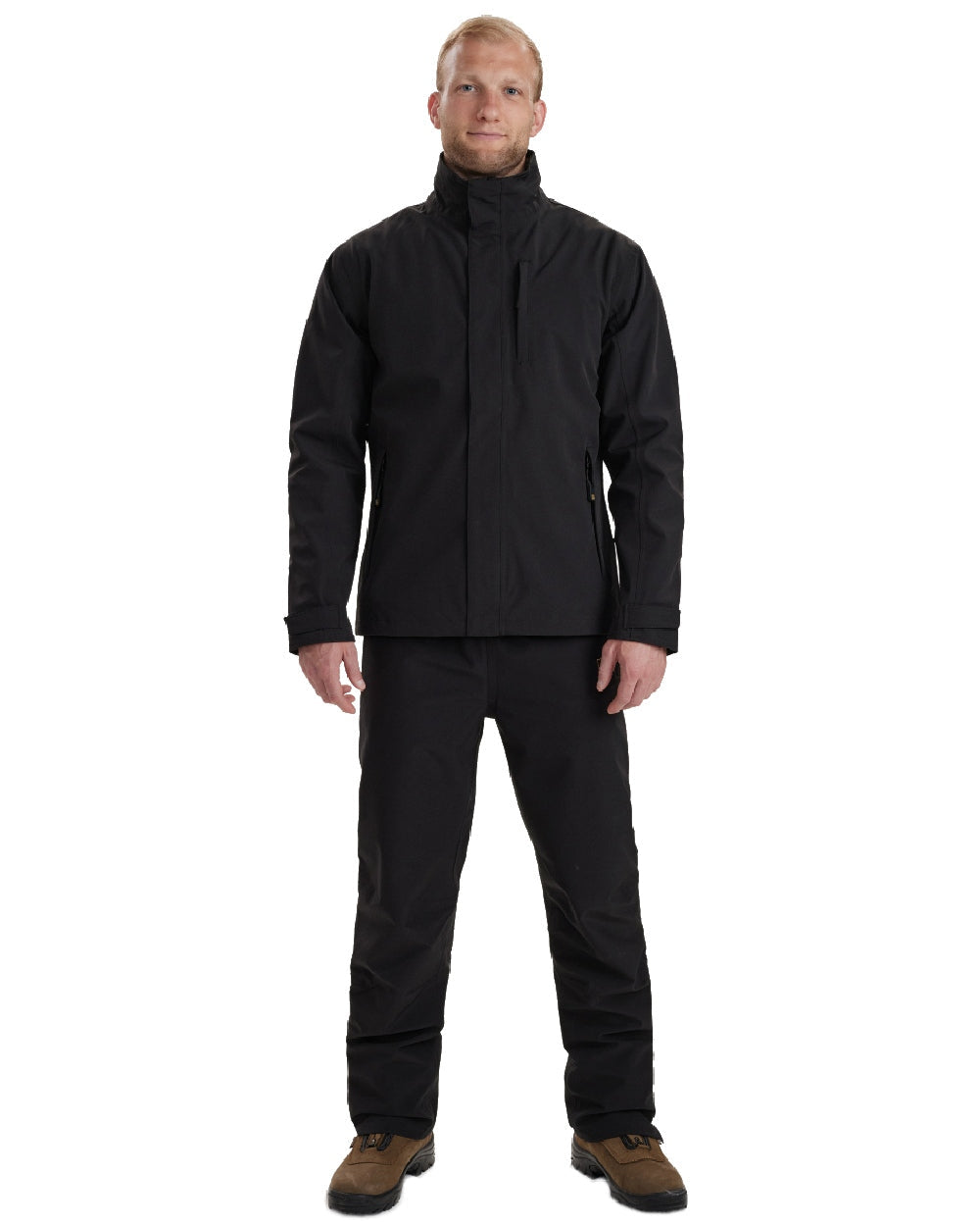 Black coloured Deerhunter Sarek Shell Jacket on white background #colour_black