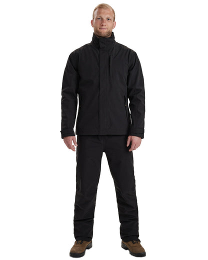 Black coloured Deerhunter Sarek Shell Jacket on white background #colour_black
