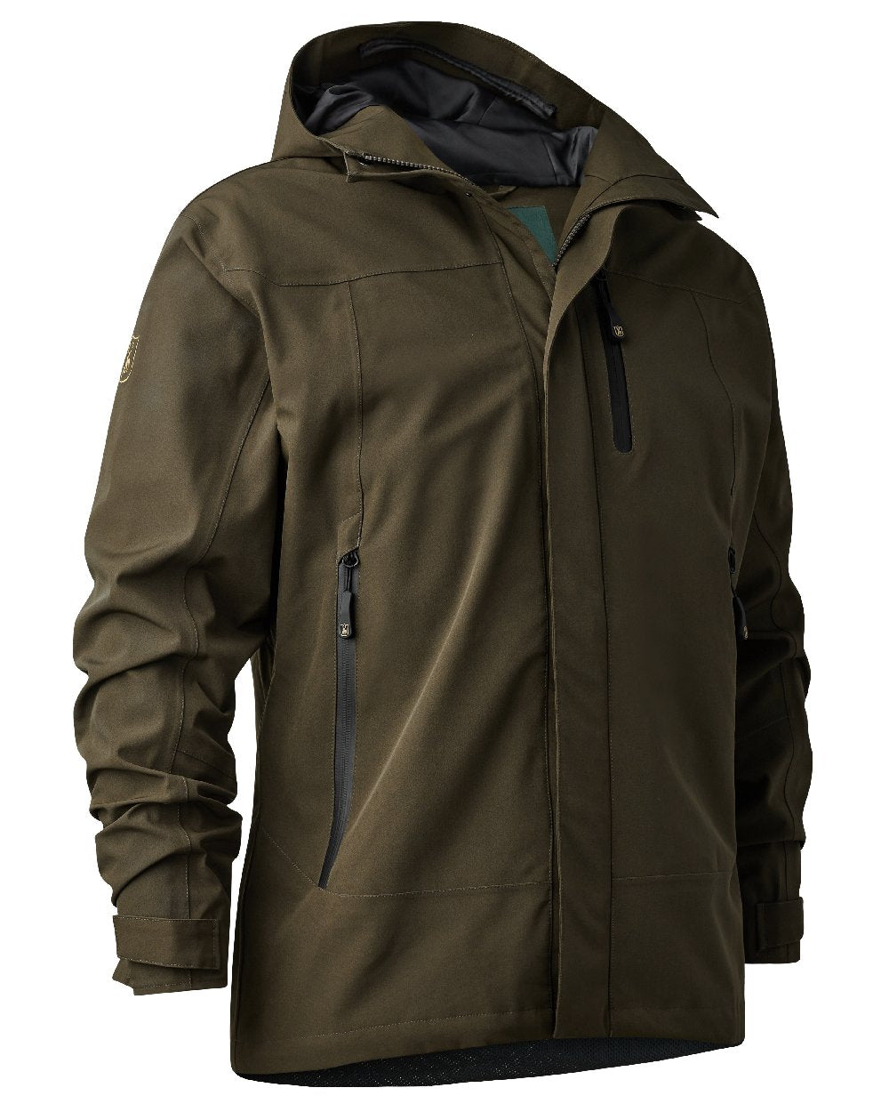 Fallen Leaf coloured Deerhunter Sarek Shell Jacket With Hood on white background #colour_fallen-leaf