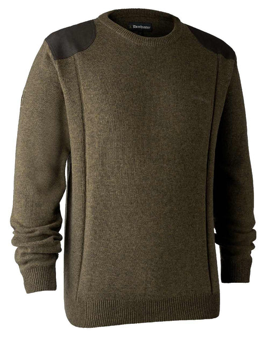 Cypress coloured Deerhunter Sheffield O-Neck Sweater on white background #colour_cypress