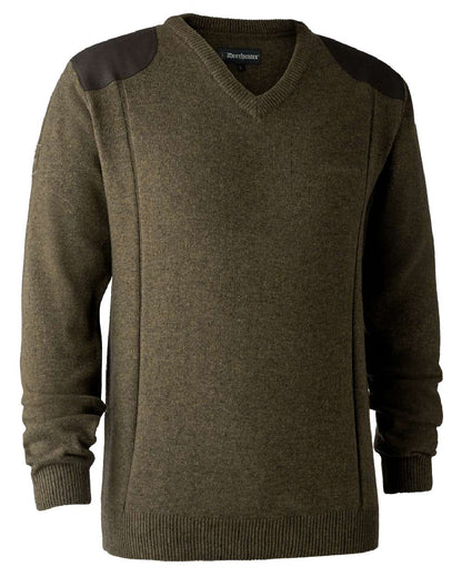 Cypress coloured Deerhunter Sheffield V-Neck Sweater on white background #colour_cypress