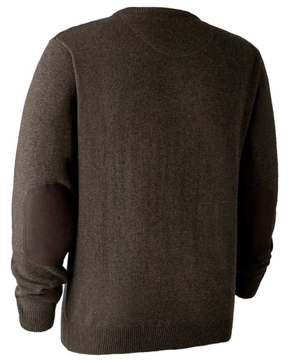 Dark Elm coloured Deerhunter Sheffield V-Neck Sweater on white background #colour_dark-elm