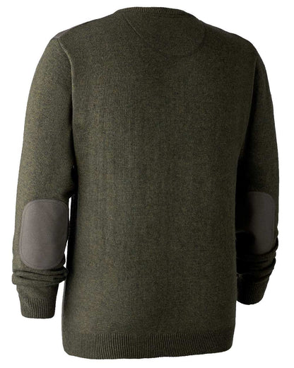 Green Melange coloured Deerhunter Sheffield V-Neck Sweater on white background #colour_green-melange