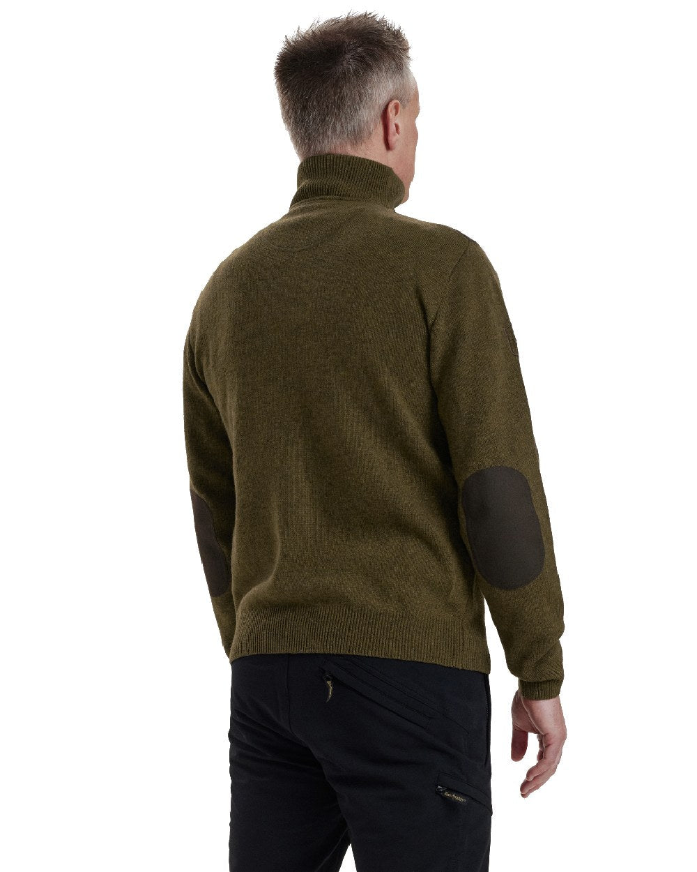 Cypess coloured Deerhunter Sheffield Zip Neck Sweater on white background #colour_cypress