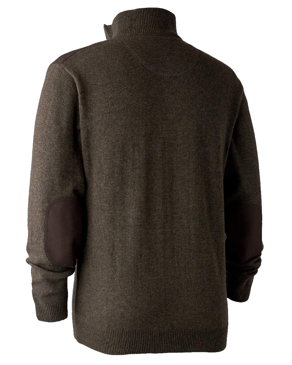 Dark Elm coloured Deerhunter Sheffield Zip Neck Sweater on white background #colour_dark-elm