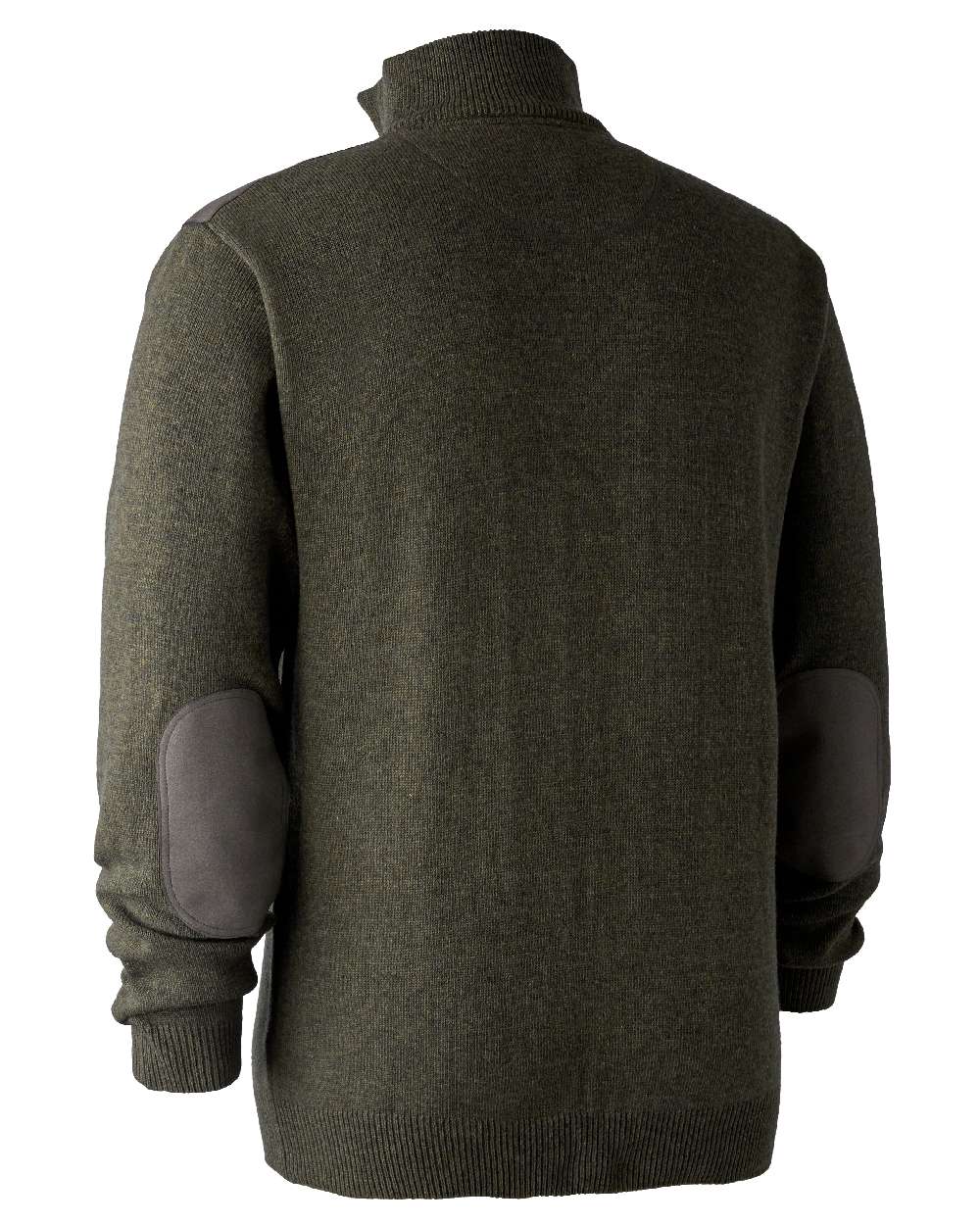 Green Melange coloured Deerhunter Sheffield Zip Neck Sweater on white background #colour_green-melange