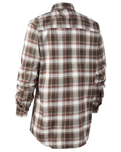 Brown Check coloured Deerhunter Silas Shirt on white background #colour_brown-check