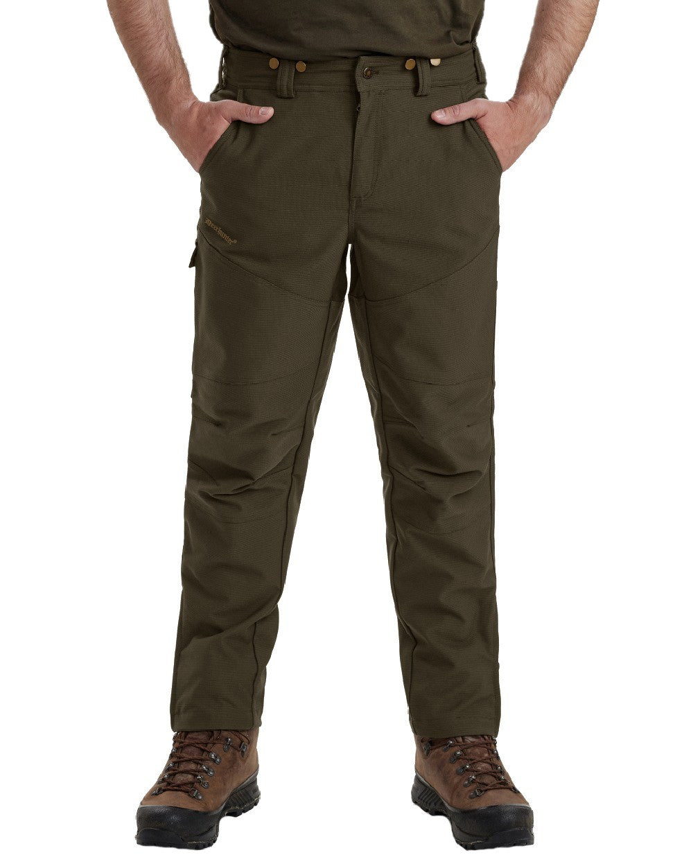 Palm Green coloured Deerhunter Strike Extreme Boot Trousers on white background #colour_palm-green