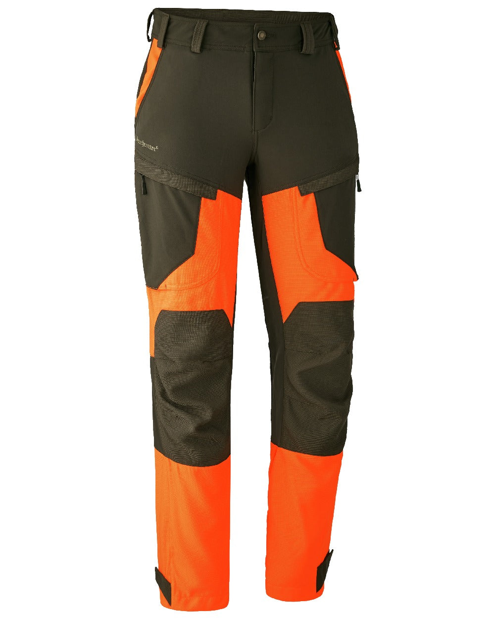 Orange coloured Deerhunter Strike Extreme Trousers on white background #colour_orange