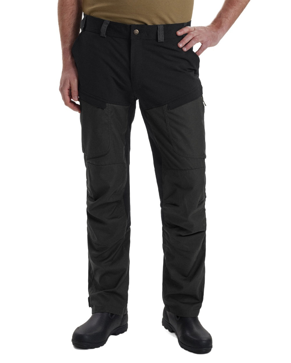 Black Ink coloured Deerhunter Strike Trousers on white background #colour_black-ink