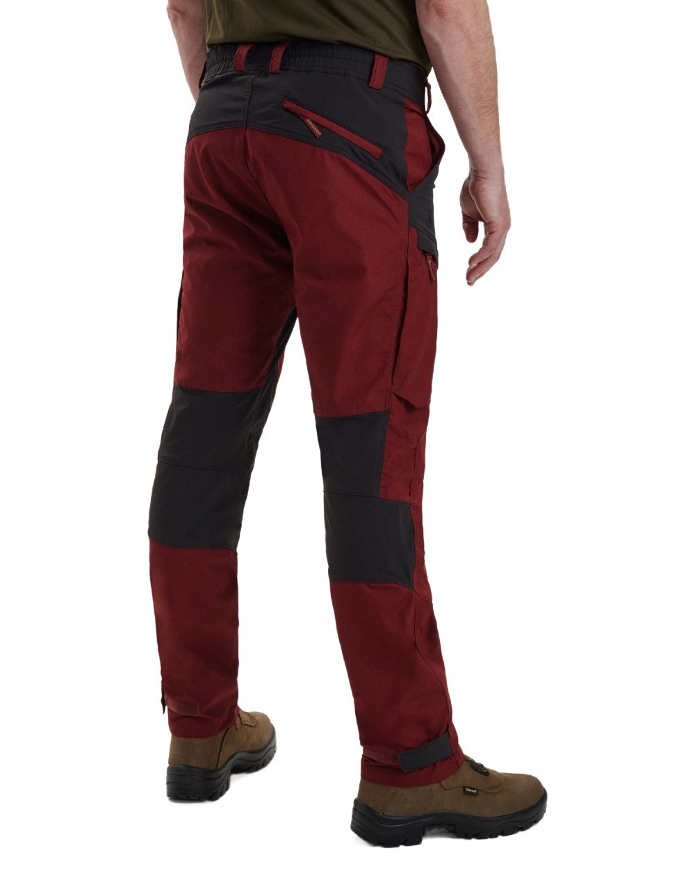 Oxblood Red coloured Deerhunter Strike Trousers on white background #colour_oxblood-red