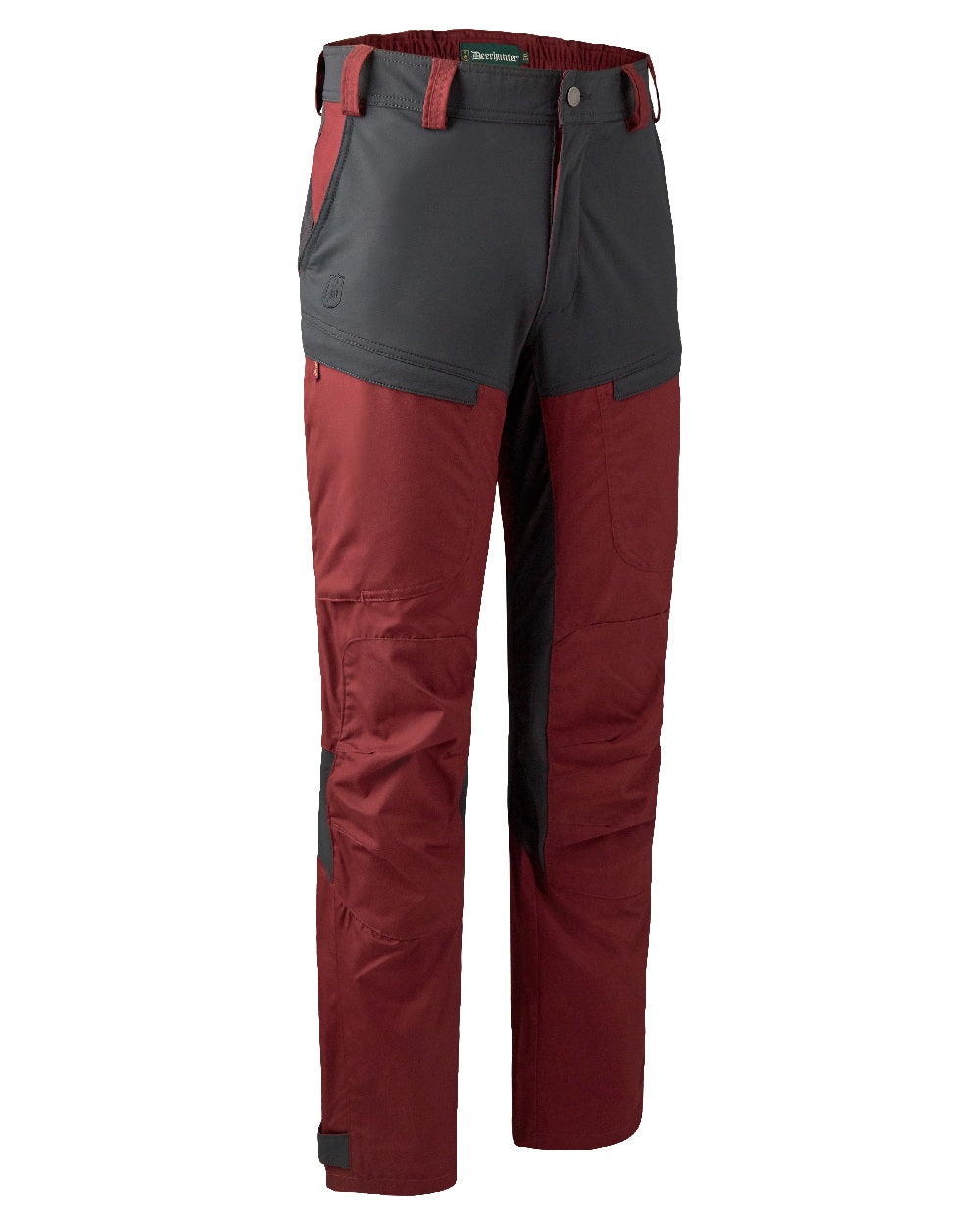Oxblood Red coloured Deerhunter Strike Trousers on white background #colour_oxblood-red