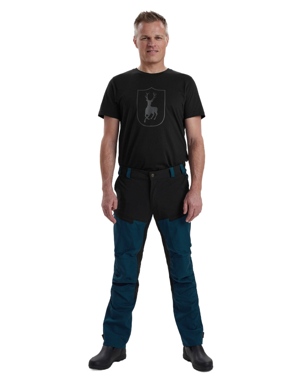 Pacific Blue coloured Deerhunter Strike Trousers on white background #colour_pacific-blue