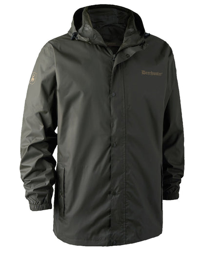 Timber coloured Deerhunter Survivor Packable Rain Jacket on white background #colour_timber