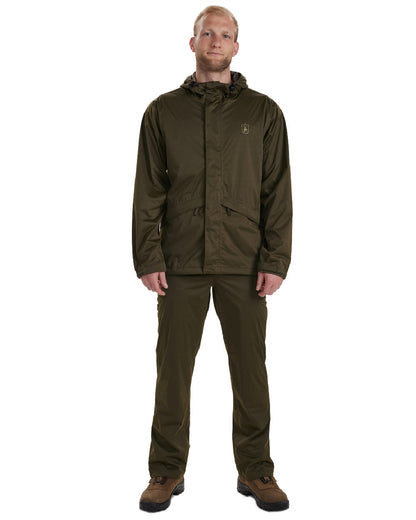 Tarmac Green coloured Deerhunter Thunder Lightweight Rain Jacket on white background #colour_tarmac-green