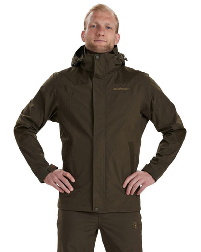 Canteen coloured Deerhunter Track Rain Jacket on white background #colour_canteen