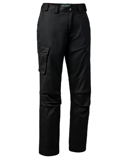 Black coloured Deerhunter Traveler Trousers on white background #colour_black