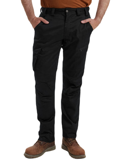 Black coloured Deerhunter Traveler Trousers on white background #colour_black