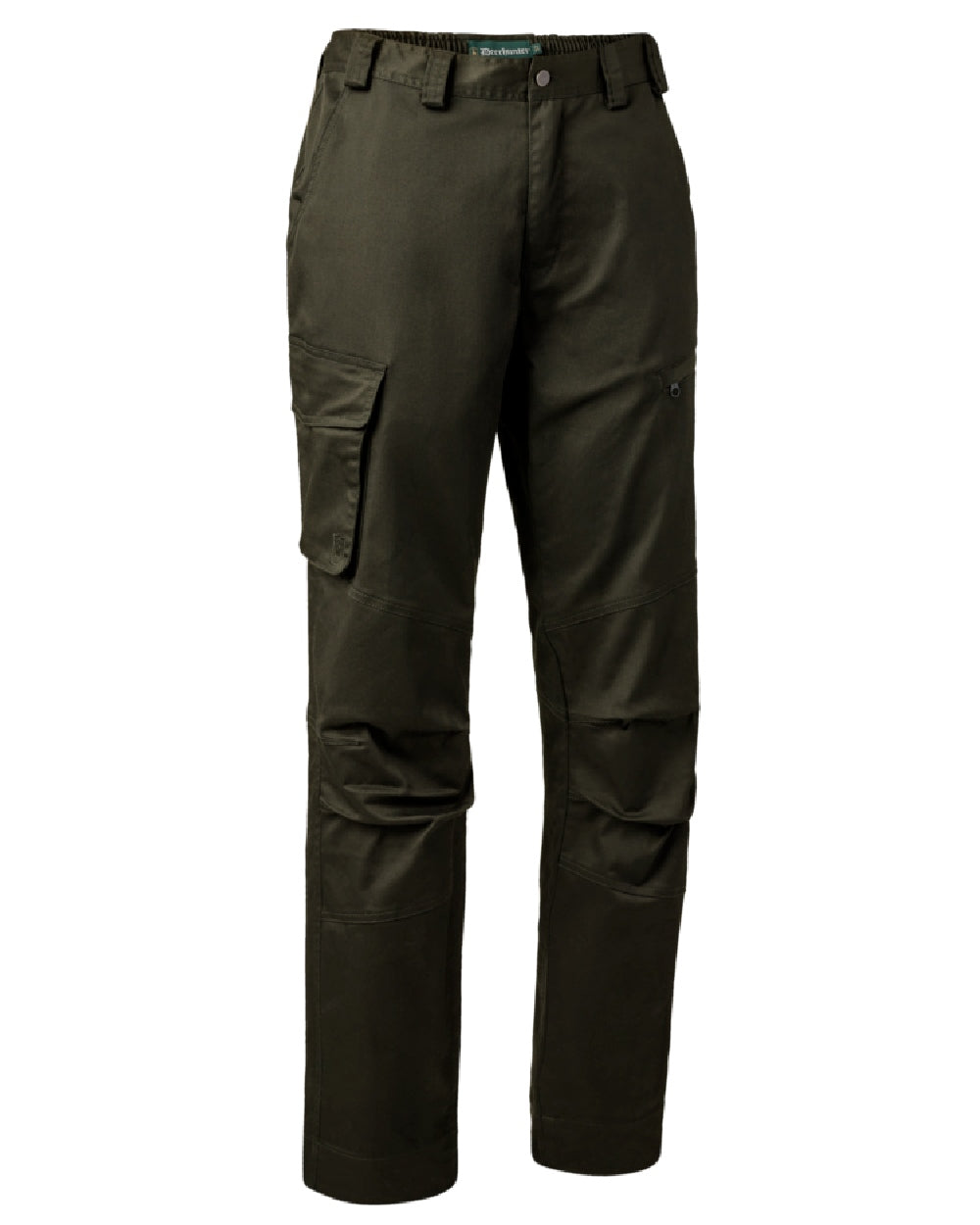 Rifle Green coloured Deerhunter Traveler Trousers on white background #colour_rifle-green