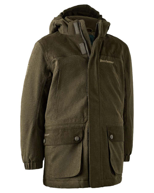 Tarmac Green coloured Deerhunter Youth Eagle Winter Jacket on white background #colour_tarmac-green