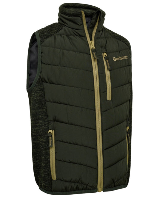 Forest Ember coloured Deerhunter Youth Moor Padded Waistcoat on white background #colour_forest-ember