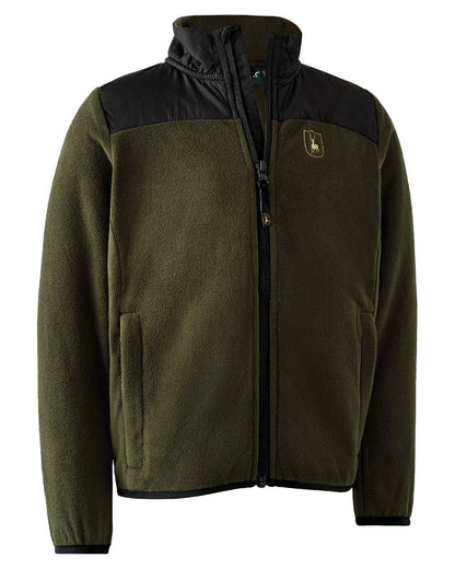 Rifle Green coloured Deerhunter Youth Northward Fleece Jacket on white background #colour_rifle-green