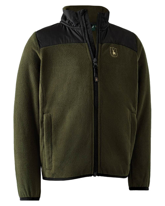 Rifle Green coloured Deerhunter Youth Northward Fleece Jacket on white background #colour_rifle-green