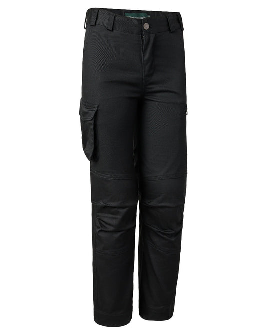 Black coloured Deerhunter Youth Traveler Trousers on white background #colour_black