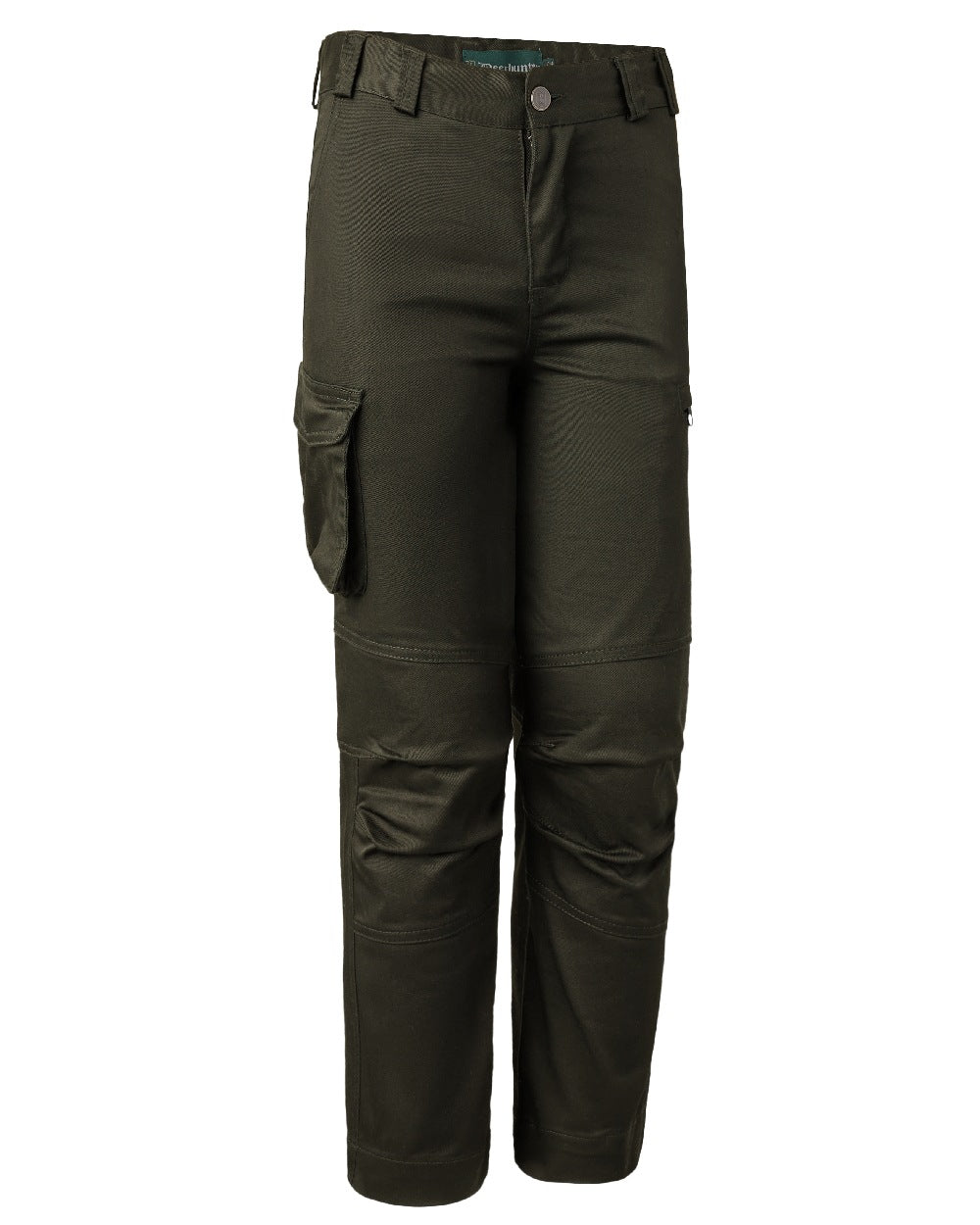 Rifle Green coloured Deerhunter Youth Traveler Trousers on white background #colour_rifle-green