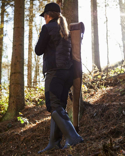 Dark Brown Coloured Gateway1 Moor Country Lady 17" 3mm Side-Zip Wellingtons on outdoor background #colour_dark-brown