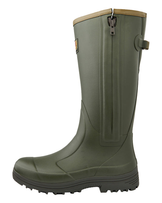 Dark Olive coloured Gateway1 Pheasant Game 18" 5mm Side-Zip Wellingtons on White background #colour_dark-olive